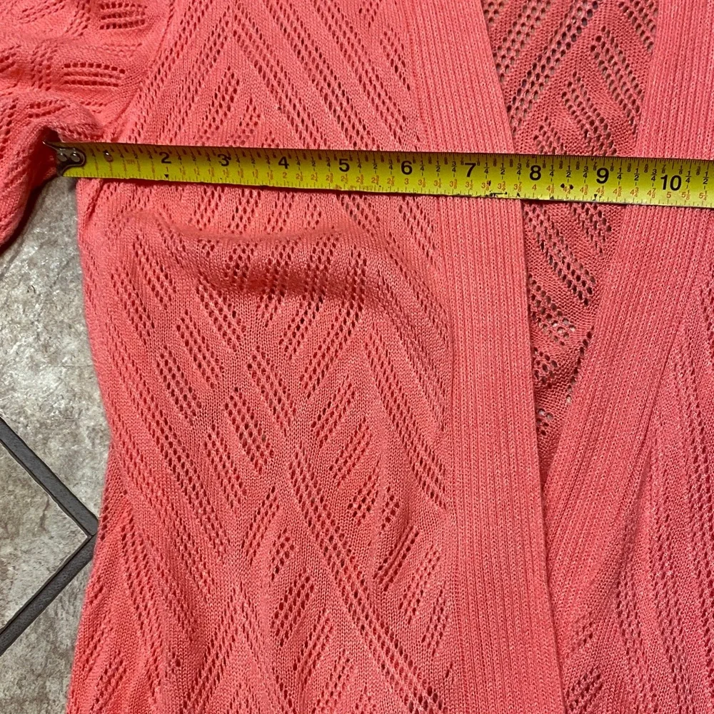 Croft & Barrow Vibrant Coral Size Medium Open Knit Cardigan Spring - Picture 7 of 9